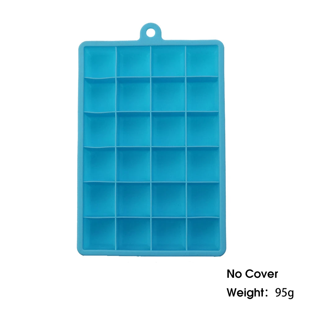 ChengHaoRan 24-Hole Silicone Ice Tray – Food-Grade, Square Ice Cubes, Jelly & Mold | With or Without Lid