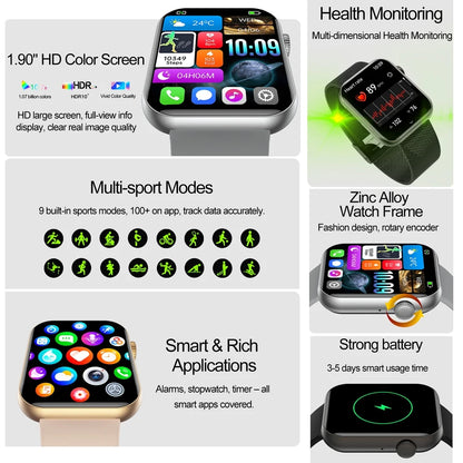 女士智慧手錶 — 1.83 吋 AMOLED 螢幕、藍牙通話、心率監測、健身追蹤器