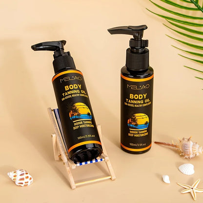 MELAO Self-Tanning Oil & Tan Intensifier – Faster, Darker Sun Tan with Hyaluronic Acid & Ultra-Moisturizing Formula | 100ml