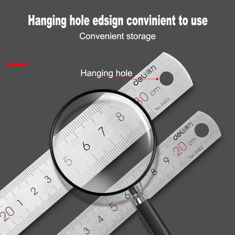 Deli ステンレス製直定規 — 15 / 20 / 30cm、1個、2個、または5個セット