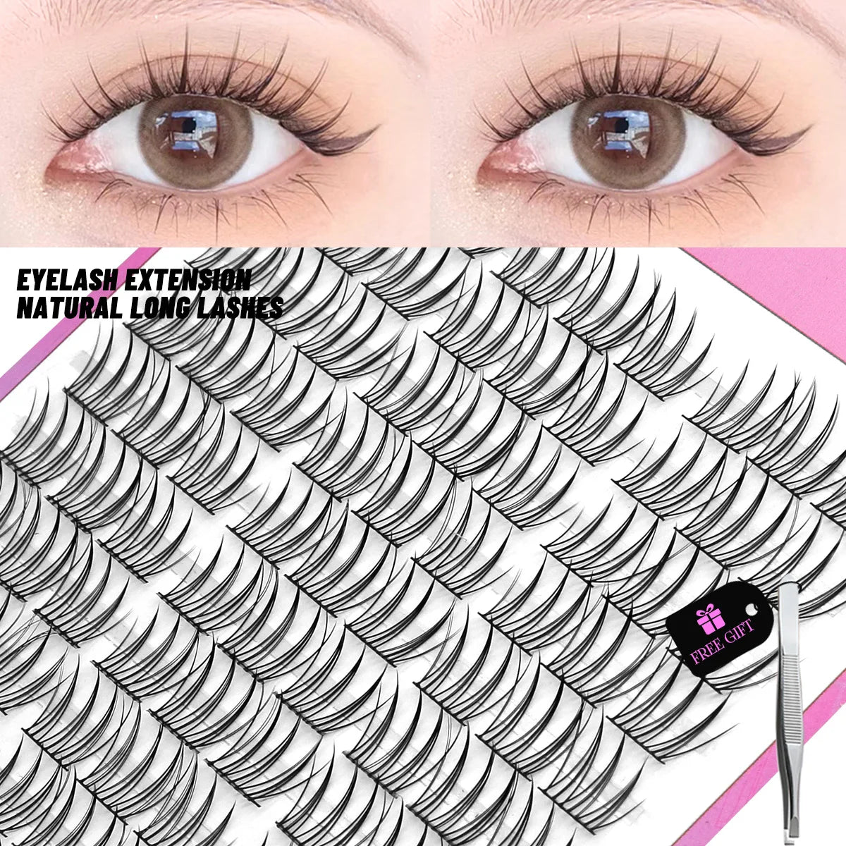 GROINNEYA DIY Cluster Lashes – 120 Natural Volume Individual Lash Clusters, 8–16mm | Soft Synthetic Hair | Mixed Tray | 17 Styles