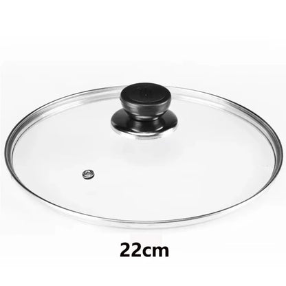 Universal Tempered Glass Pot Lid – Anti-Scald Knob, Heat-Resistant, 12–30cm | Fits Pots, Pans & Woks