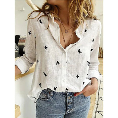 Cotton Linen Casual Shirt – Women Long Sleeve