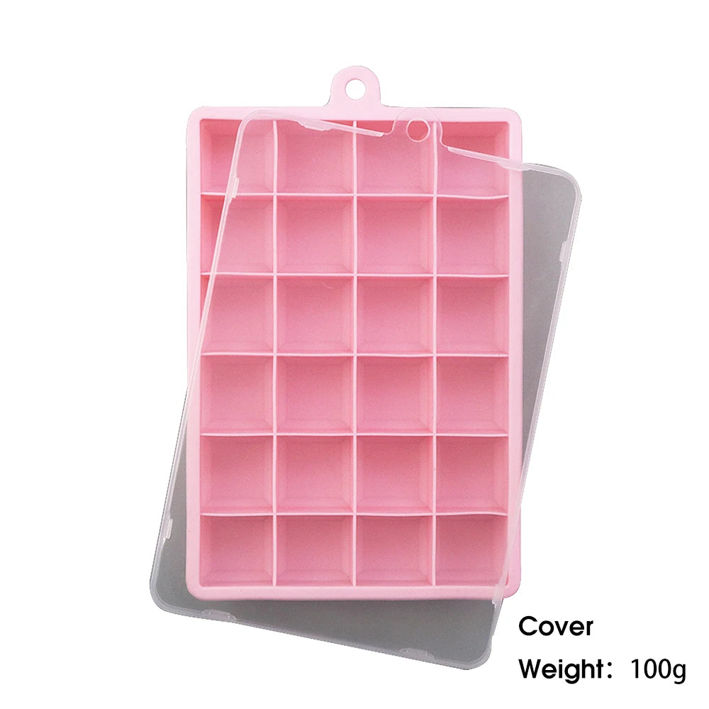 ChengHaoRan 24-Hole Silicone Ice Tray – Food-Grade, Square Ice Cubes, Jelly & Mold | With or Without Lid