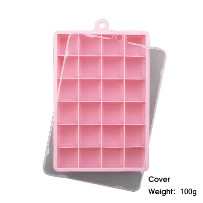 ChengHaoRan 24-Hole Silicone Ice Tray – Food-Grade, Square Ice Cubes, Jelly & Mold | With or Without Lid