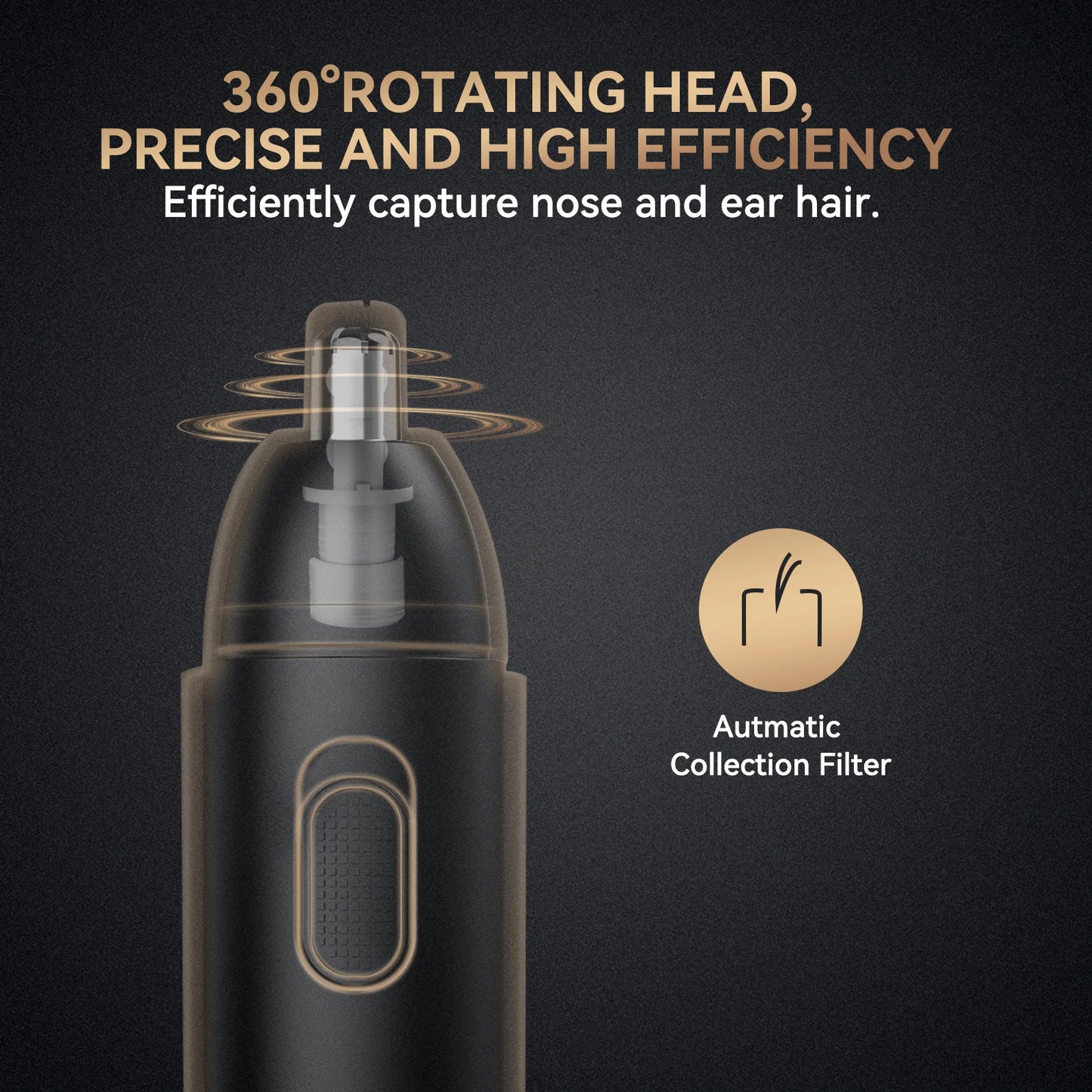 MAXGROOM Electric Nose Hair Trimmer — Rechargeable, 360° Dual Blade, Painless
