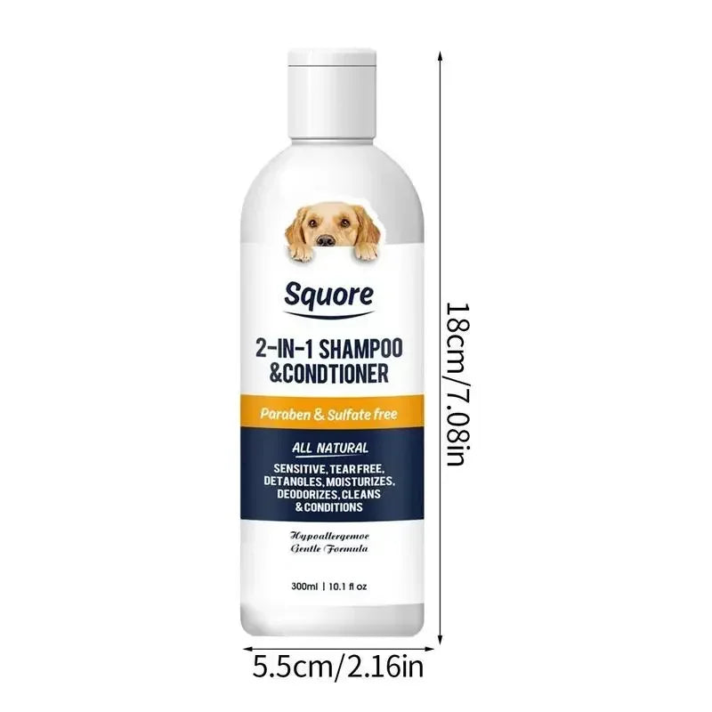 2-in-1 Dog Shampoo & Conditioner – Natural Moisturizing, pH Balanced 300ml