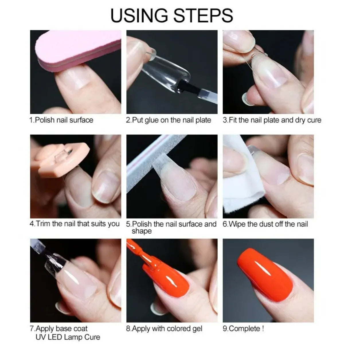 IAIZO Soft Gel Press-On Nail Tips – Full Cover, Almond / Coffin / French | 400–550pcs Box | DIY Manicure Extension