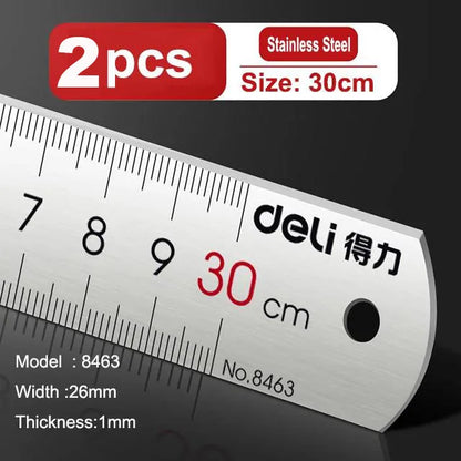 Deli ステンレス製直定規 — 15 / 20 / 30cm、1個、2個、または5個セット