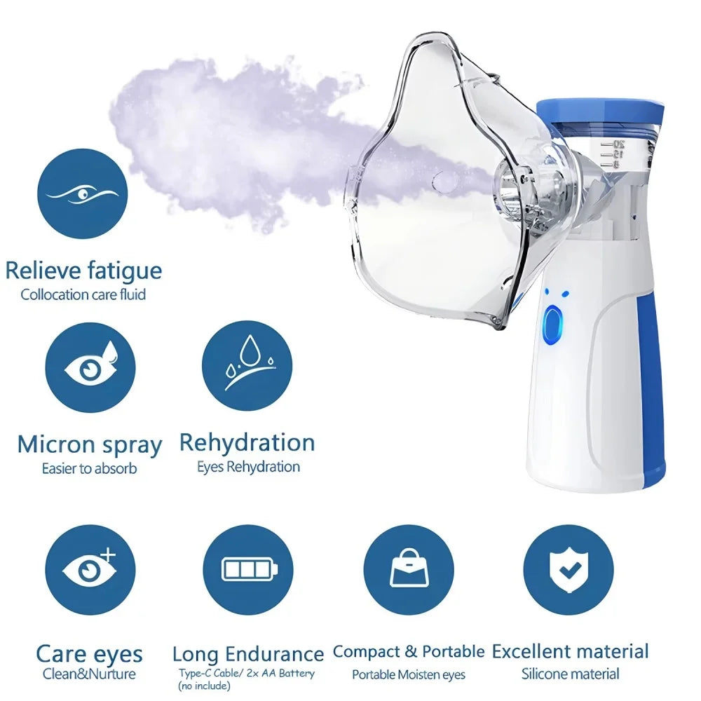 Mini Nano Ion Facial Steamer & Eye Humidifier – 2-in-1 Ultrasonic Mist, Deep Skin Hydration | USB-C Rechargeable