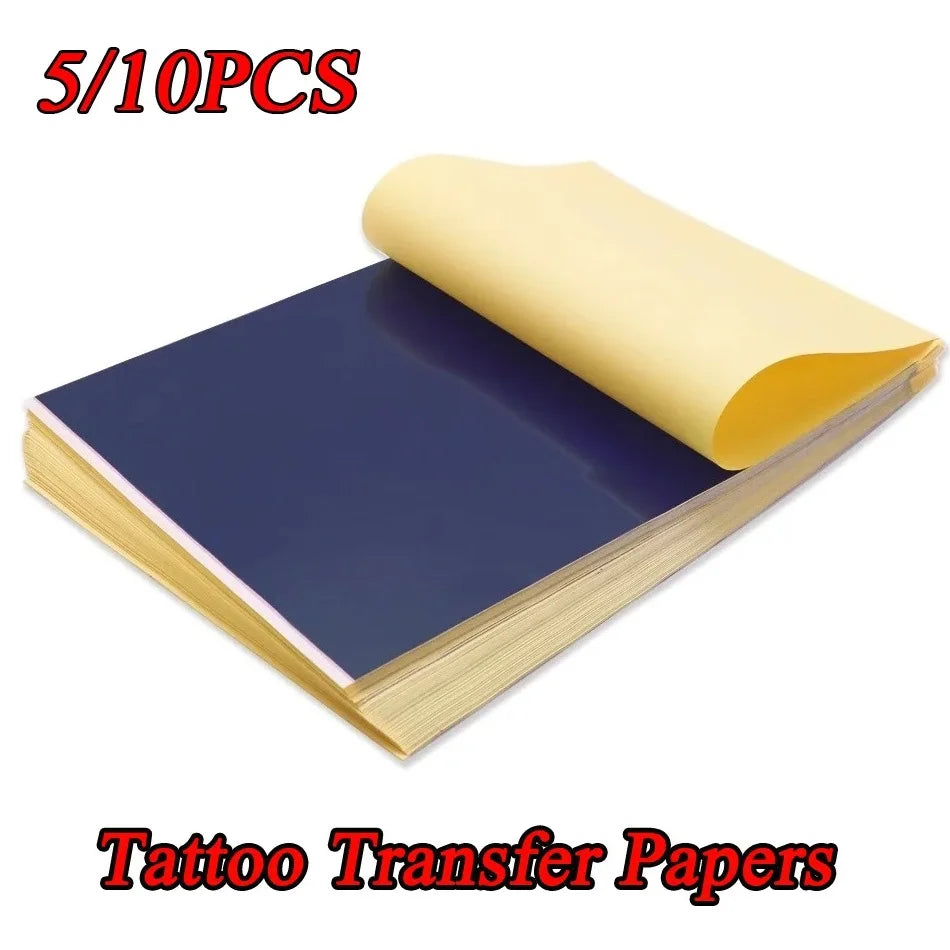 A4 Tattoo Transfer Paper – Carbon Thermal Stencil & Tracing Paper for Professional Tattoo Artists | 5pcs & 10pcs