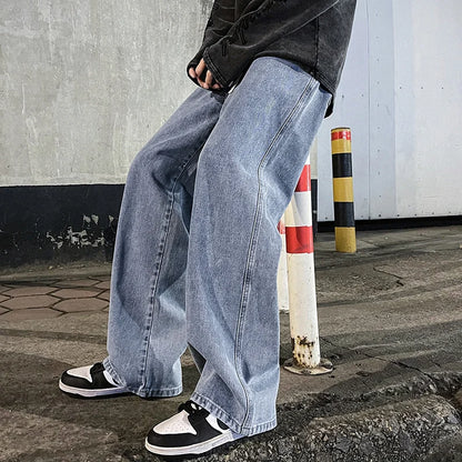 Streetwear Loose Wide Leg Jeans – Men