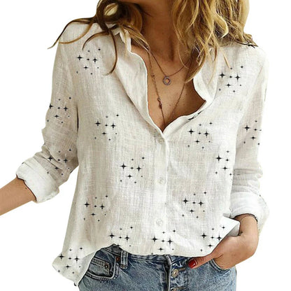 Cotton Linen Casual Shirt – Women Long Sleeve