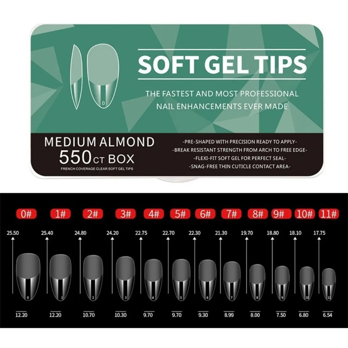 IAIZO Soft Gel Press-On Nail Tips – Full Cover, Almond / Coffin / French | 400–550pcs Box | DIY Manicure Extension
