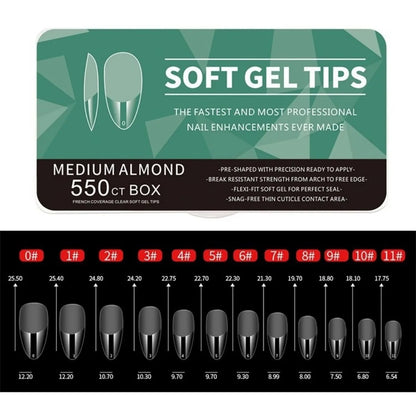 IAIZO Soft Gel Press-On Nail Tips – Full Cover, Almond / Coffin / French | 400–550pcs Box | DIY Manicure Extension