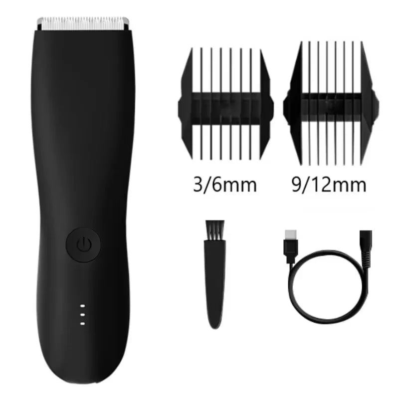Men's Body & Groin Trimmer – IPX6 Waterproof, SkinSafe Foil Blades, Rechargeable | Sensitive Skin | Blue & Black