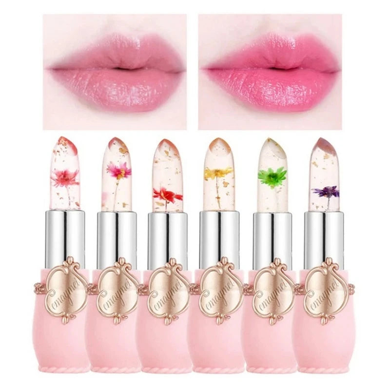 Flower Jelly Crystal Color-Changing Lipstick Set – 6pcs, Temperature-Reactive, Moisturizing Lip Balm | Long-Lasting & Waterproof