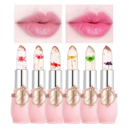 Flower Jelly Crystal Color-Changing Lipstick Set – 6pcs, Temperature-Reactive, Moisturizing Lip Balm | Long-Lasting & Waterproof