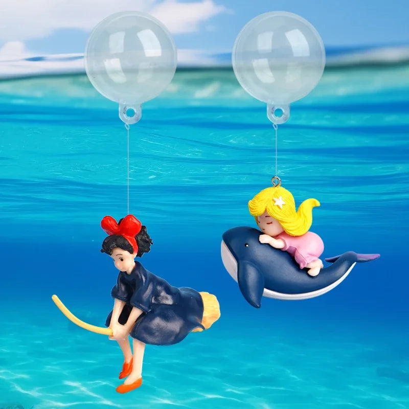 水槽用浮動オーナメント — 人魚、ダイバー、キキのデコレーション