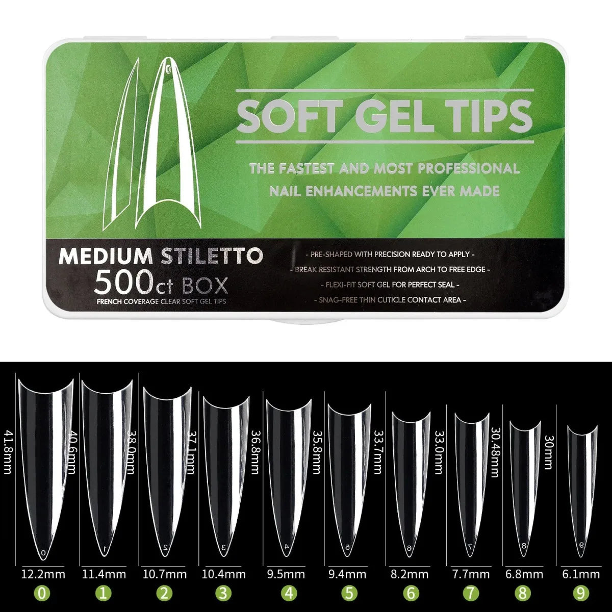 IAIZO Soft Gel Press-On Nail Tips – Full Cover, Almond / Coffin / French | 400–550pcs Box | DIY Manicure Extension