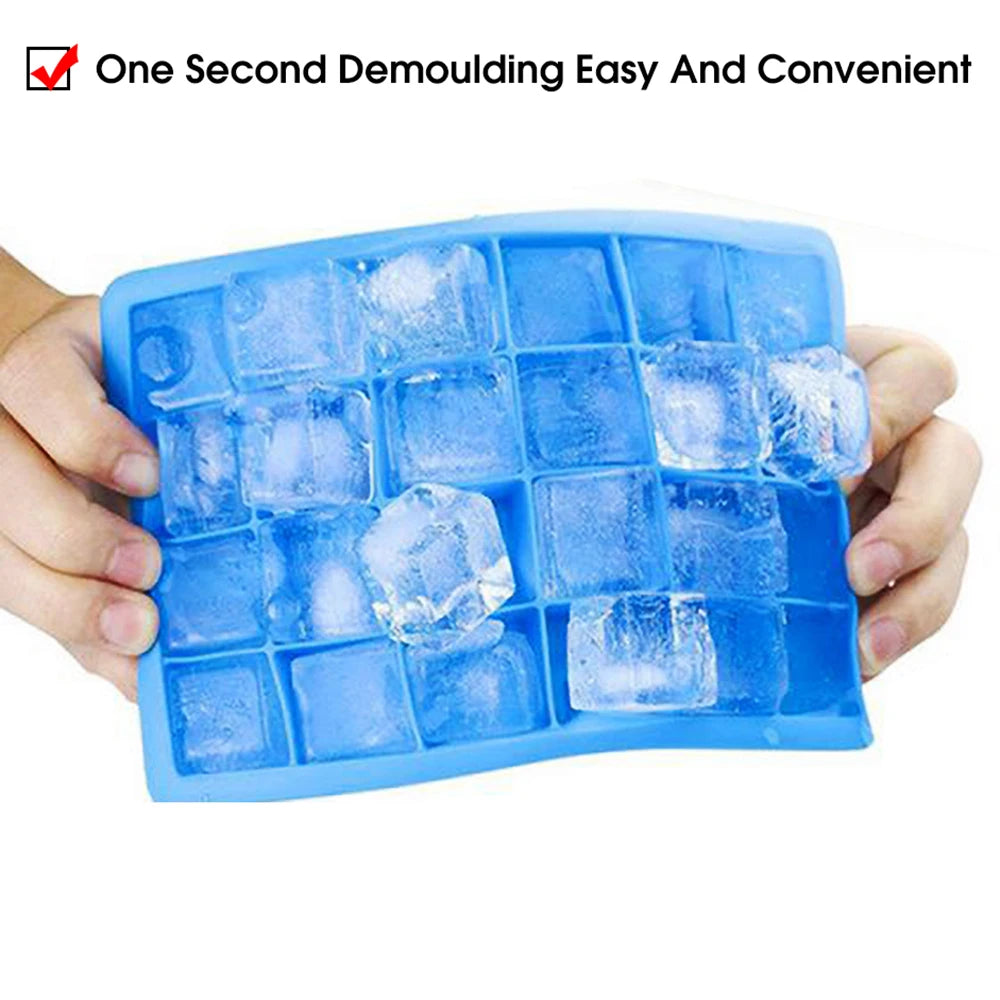 ChengHaoRan 24-Hole Silicone Ice Tray – Food-Grade, Square Ice Cubes, Jelly & Mold | With or Without Lid