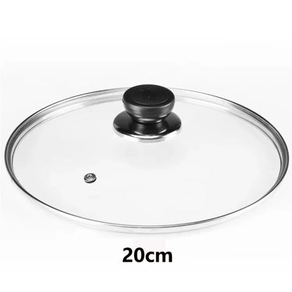 Universal Tempered Glass Pot Lid – Anti-Scald Knob, Heat-Resistant, 12–30cm | Fits Pots, Pans & Woks