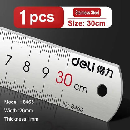 Deli ステンレス製直定規 — 15 / 20 / 30cm、1個、2個、または5個セット