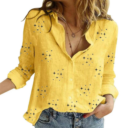 Cotton Linen Casual Shirt – Women Long Sleeve