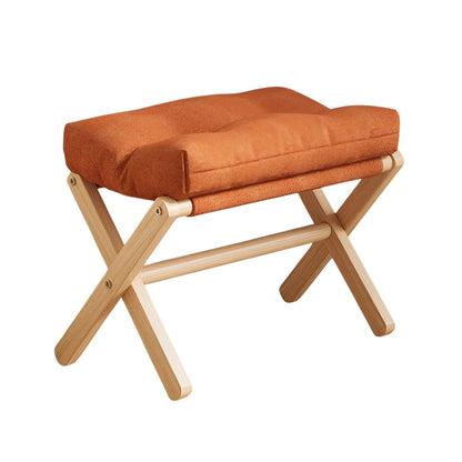 Solid Wood Folding Footstool & Entryway Bench – 46×30×44cm, Minimalist Modern | Gray, Coffee, Orange, Beige