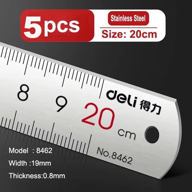 Deli ステンレス製直定規 — 15 / 20 / 30cm、1個、2個、または5個セット