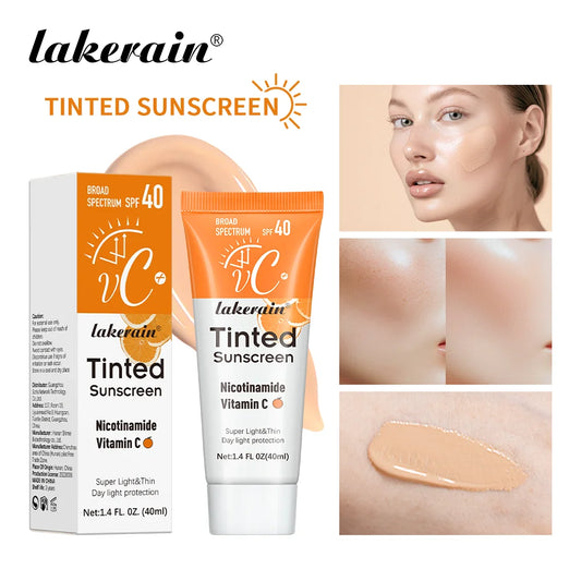 lakerain SPF40 Tinted Sunscreen with Vitamin C – Moisturizing, UV Protection, Even Skin Tone | 40ml | All Skin Types