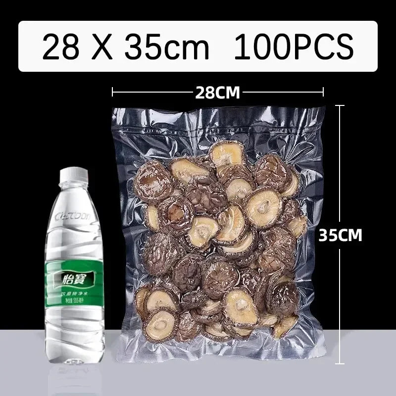 Vacuum Sealer Bags — 100 Pcs, BPA-Free PE, Food Grade, Multiple Sizes