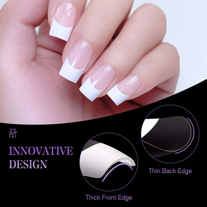 Misscheering Acrylic French Press-On Nails – 120pcs, Full Cover, Mixed Sizes | Square & Almond | White / Pink / Black / Orange
