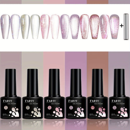 TARTU Cat Eye Gel Nail Polish Set – 6 Colors, 8ml Each, Soak-Off UV/LED | Salon & DIY Nail Art | Sets TT6011–TT6015