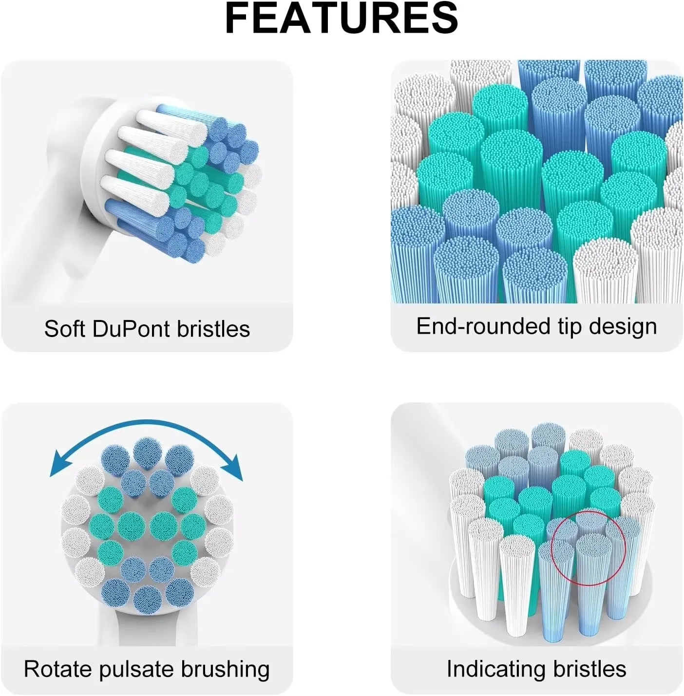KVIFO SB-17A Electric Toothbrush Replacement Heads – Soft Dupont Bristles, Precision Cleaning | 4 / 8 / 12 / 16 / 20pcs