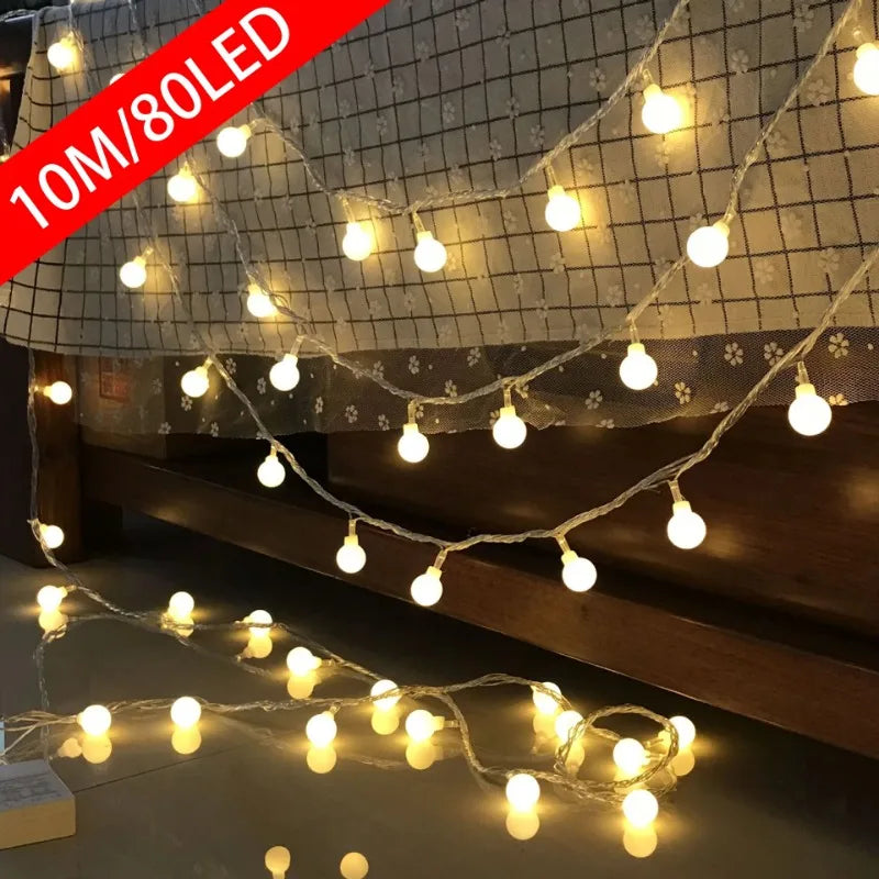 OKAL RED EAST Ball LED String Lights – Waterproof, USB or Battery, 1.5–12M | Warm / White / Colorful | Indoor & Outdoor Fairy Lights