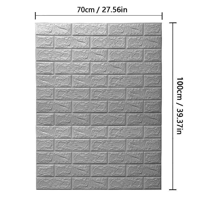 3D Brick Pattern Self-Adhesive Wallpaper 70cm — Waterproof Peel & Stick