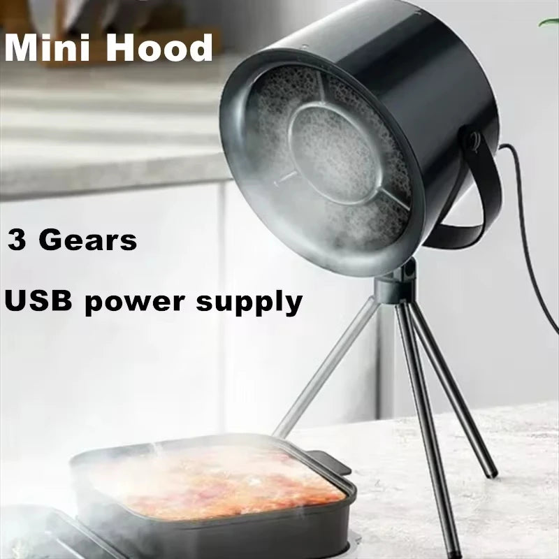 CREAROMA USB Desktop Range Hood – 40W Portable Kitchen Extractor Fan, 3-Speed, Removable Filter | White & Grey