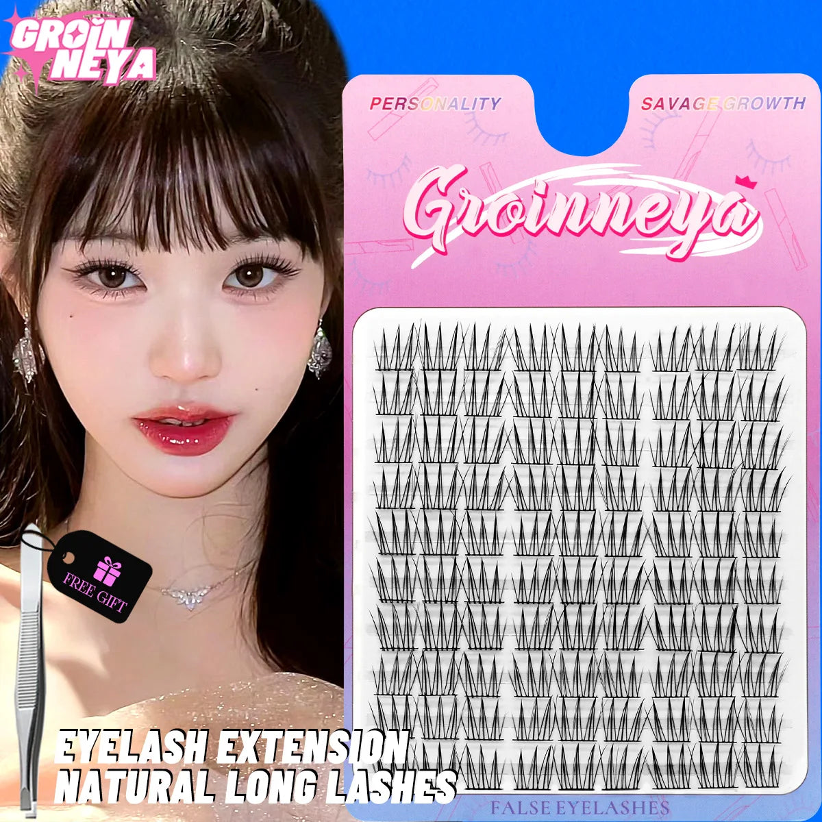 GROINNEYA DIY Cluster Lashes – 120 Natural Volume Individual Lash Clusters, 8–16mm | Soft Synthetic Hair | Mixed Tray | 17 Styles