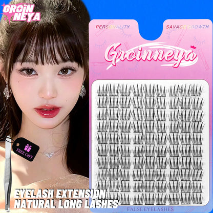 GROINNEYA DIY Cluster Lashes – 120 Natural Volume Individual Lash Clusters, 8–16mm | Soft Synthetic Hair | Mixed Tray | 17 Styles