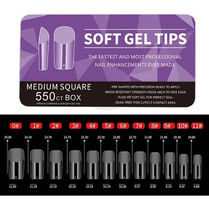 IAIZO Soft Gel Press-On Nail Tips – Full Cover, Almond / Coffin / French | 400–550pcs Box | DIY Manicure Extension