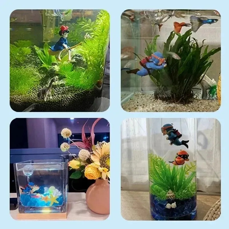水槽用浮動オーナメント — 人魚、ダイバー、キキのデコレーション
